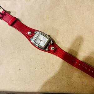 Retro Relic Red Original Leather Strap Watch